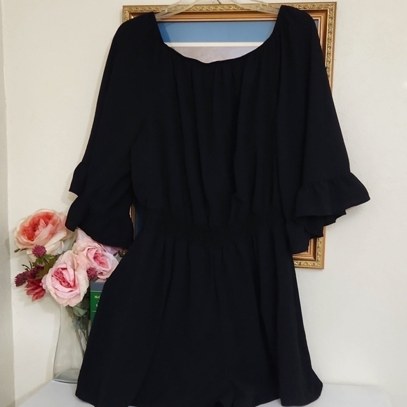 Off-Shoulder Black Romper XL Summer Vacation Cruise Party Spring - Picture 4 of 9